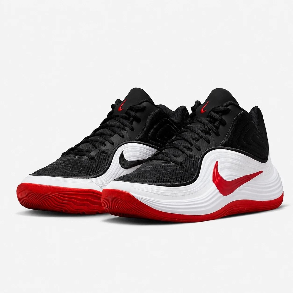 Nike Precision 8 Mid Mens 10 Black Shoes Red Basketball Casual Park NEW